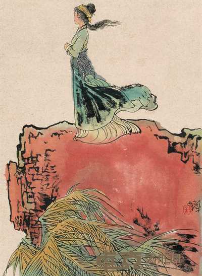 程十发 插图人物 镜心 26.8×19.5cm